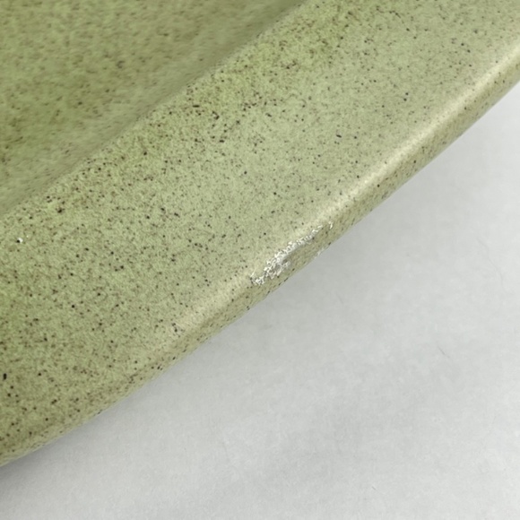 Vintage MCM Haeger 12” Rimmed Rectangle Sage Green Speckled Serving Bowl Platter - Picture 11 of 11